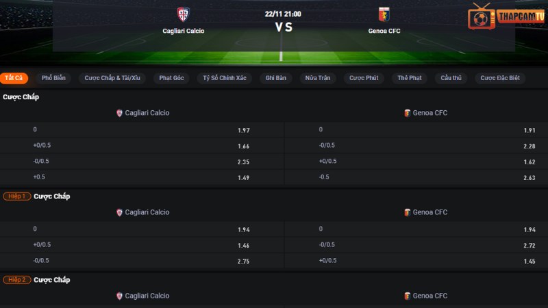 Cagliari vs Genoa