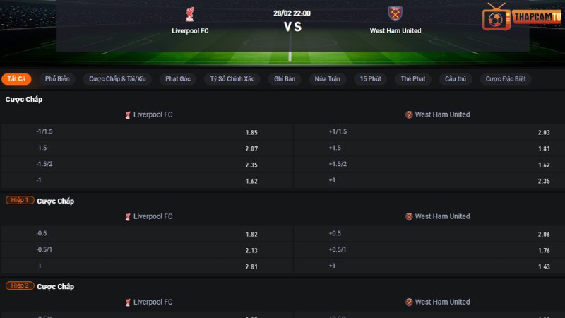 Liverpool vs West Ham